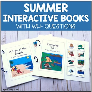 Printable Summer Interactive Books, Wh Questions for Speech Therapy, Adapted Book, Special Education, Autism, ABA Therapy, Preschool