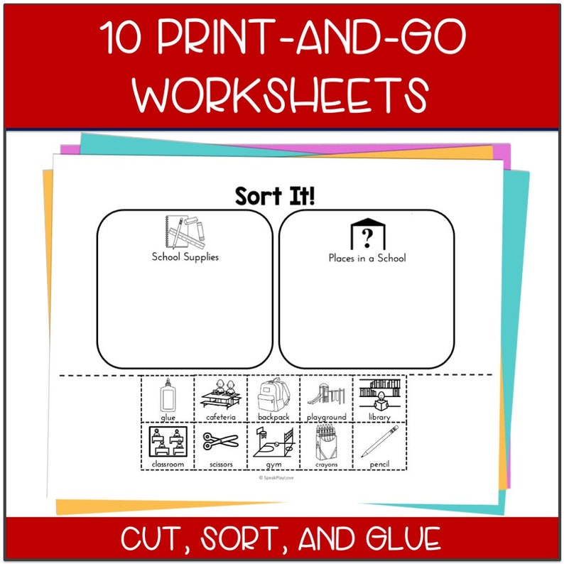 Printable School Category Sorting Activity, Speech Therapy, Special ...
