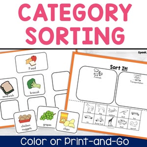 Category Sorting Activity, Printable, Preschool Printables, Speech Therapy, ABA Therapy, Special Education, Autism Activity, Categories Sort image 1