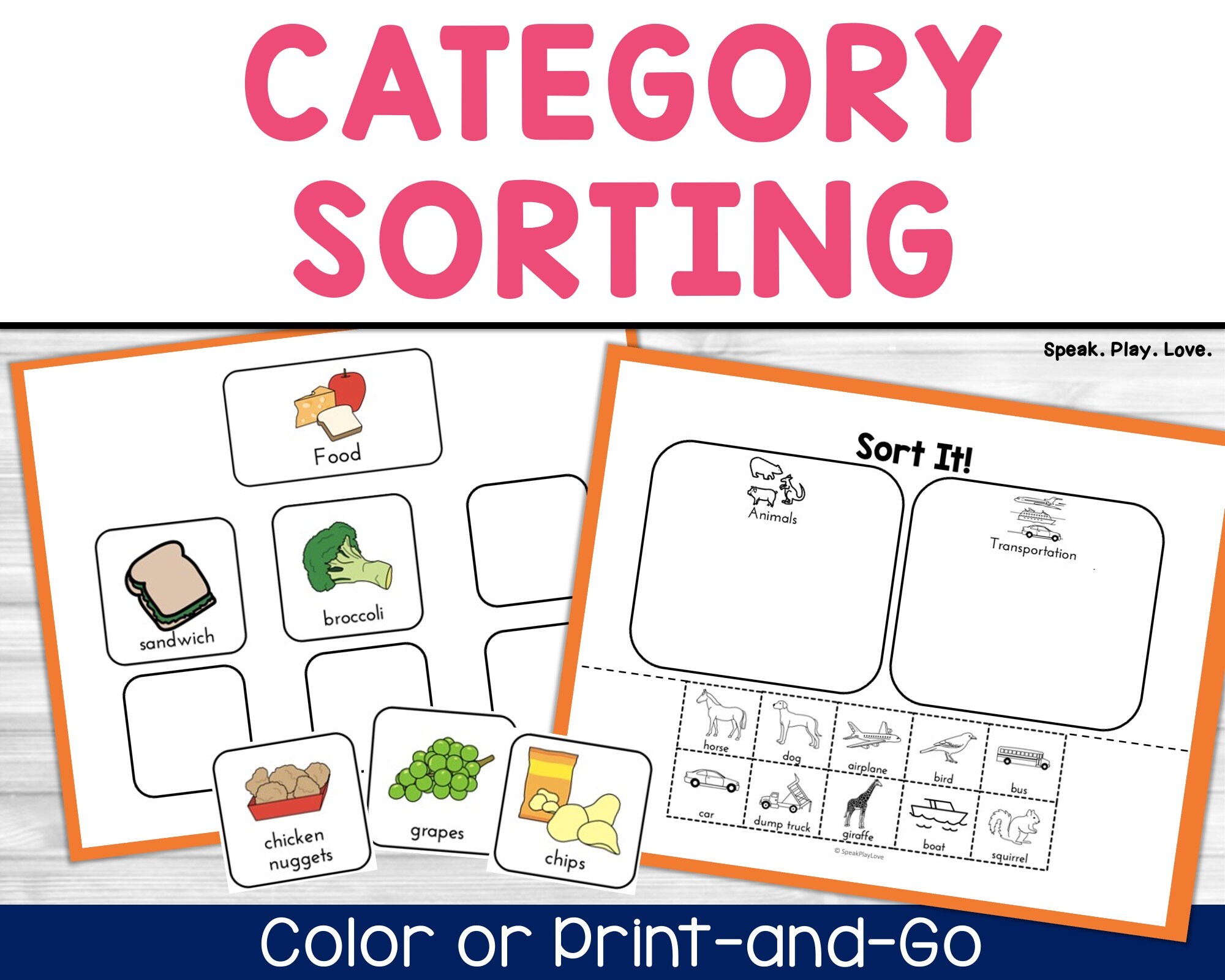 Category Sorting Activity, Printable, Preschool Printables, Speech ...