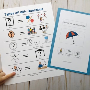 WH Questions Cards Printable, Multiple Choice, Speech Therapy Materials ...