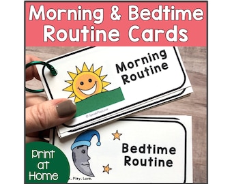 Kids' Morning & Bedtime Routine Cards: Visual Checklist (Digital Download)