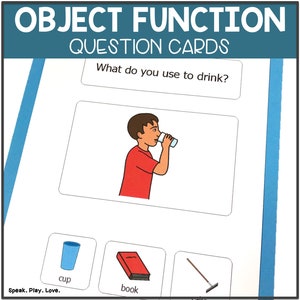 Função de cartões de tarefas de objetos para impressão, fonoaudiologia, educação especial, atividade de autismo, terapia ABA, ESOL, flashcards pré-escolares