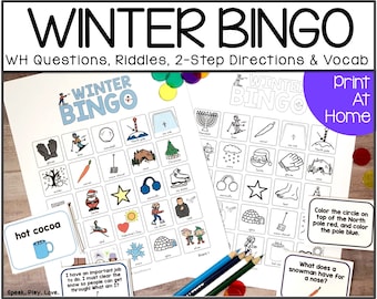 Printable Winter Bingo Activity, 32 Bingo Boards, Homeschool Game, Classroom Bingo Cards, Speech Therapy Materials, Kids Party Game, ESOL