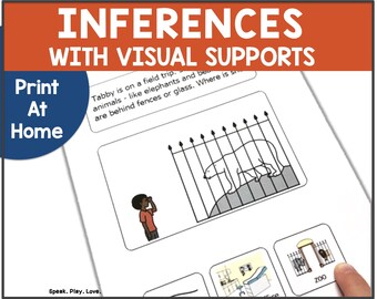 Printable Inferences Task Cards, Speech Therapy Materials, Inferencing Download, Special Education, Autism Activity, ABA Therapy, Homeschool
