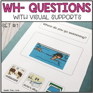 WH Questions Cards Printable, Multiple Choice, Speech Therapy Materials, ABA Therapy, Special Education, Autism Activity, ESOL, Preschool