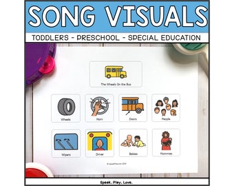 Immagini stampabili delle canzoni del Circle Time: Schede di comunicazione per bambini piccoli e in età prescolare (download digitale)