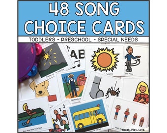 Printable Circle Time Songs Choice Cards, Song Visuals for Toddlers, Preschool, Music Class, Special Education, or Speech Therapy