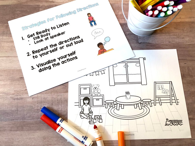 Printable Following Directions Coloring Pages, Speech Therapy Coloring ...
