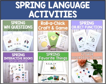 Printable Spring Speech Therapy Activities Bundle, Interactive Books, Wh Questions, Special Education, Autism, ABA Therapy, Preschool
