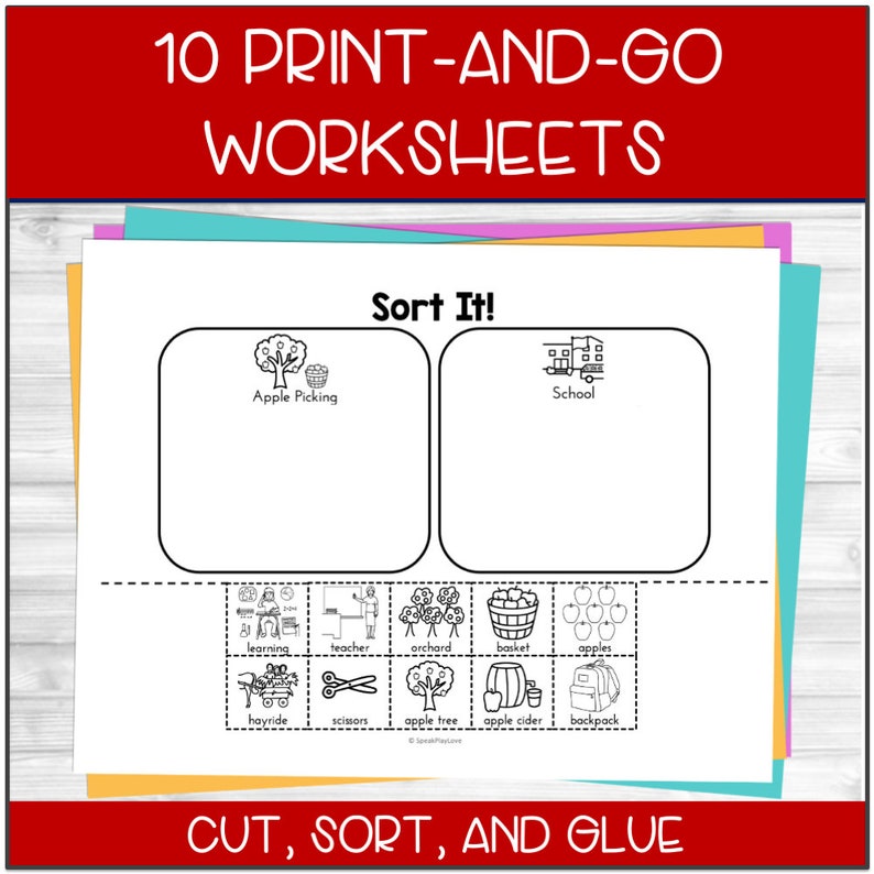 Fall Category Sorting Activity, Printable, Preschool Printables, Speech