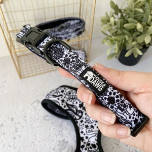 Hundehalsband | Tattoo Hundehalsband | Einfarbiges Hundehalsband | Schwarz-Weißes Hundehalsband | Designer Hundehalsband