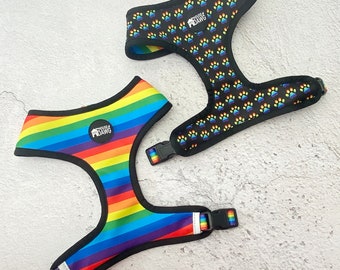 Dog Harness | Rainbow Dog Harness | Rainbow Paws Dog Harness | Pride Dog Harness | Reversible Dog Harness