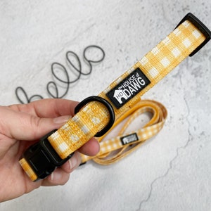 Dog Collar | Mustard Plaid Dog Collar | Winter Dog Collar | Yellow Check dog Collar | Designer Dog Collar