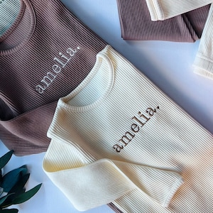 PERSONALISED Lounge Set Matching Baby Toddler Loungewear Initials or Name Long Sleeve Top Trousers Clothes Boy Girl Kids Christmas Tracksuit image 2