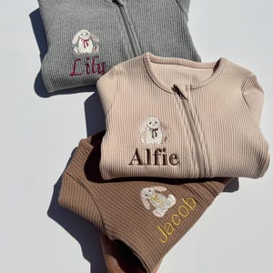 Personalised Gift Baby Zip Romper | Embroidered Baby Grow Newborn Essentials, Personalized kids clothing, Custom New Baby Gift, Baby Clothes