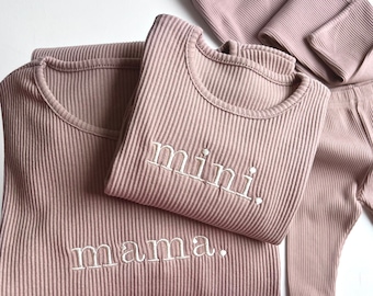 Family Matching Personalised or Plain Velvet Mocha Ribbed Cotton Sets| Childrens Outfit| Baby 2 Piece Set| Kids Clothing Matching Siblings