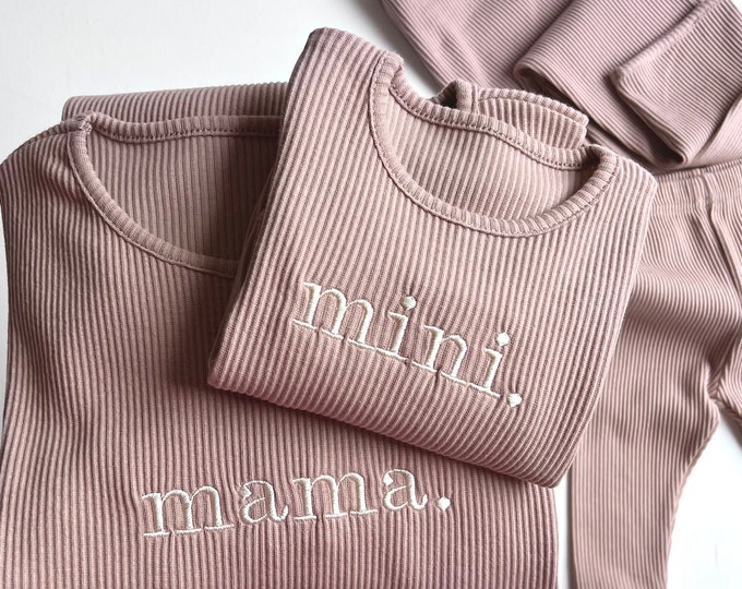 Family Matching Personalised or Plain Velvet Mocha Ribbed Cotton Sets| Childrens Outfit| Baby 2 Piece Set| Kids Clothing Matching Siblings