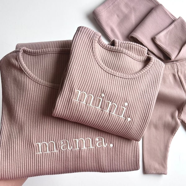 Family Matching Personalised or Plain Velvet Mocha Ribbed Cotton Sets| Childrens Outfit| Baby 2 Piece Set| Kids Clothing Matching Siblings