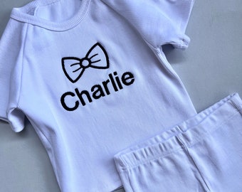 Summer Personalised Child Ribbed Sets | Embroidered Kids Sets |Personalised T-Shirt & Shorts Summer Outfit Name or Initials UNISEX Clothing