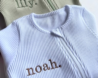 Personalised Gift Baby Zip Romper | Embroidered Baby Grow Newborn, Personalized clothes Sleepsuit , Custom New Baby Gift, Baby Shower Gift