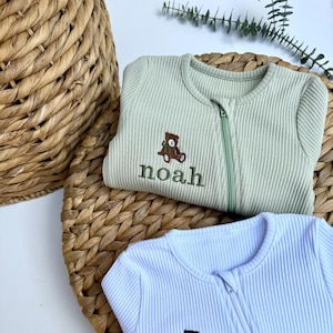 Personalised Gift Baby Zip Romper | Embroidered Baby Grow Newborn Essentials, Personalized kids clothing, Custom New Baby Gift, Baby Clothes