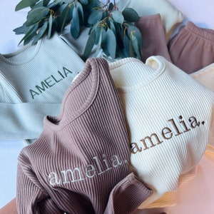 PERSONALISED Lounge Set Matching Baby Toddler Loungewear Initials or Name Long Sleeve Top Trousers Clothes Boy Girl Kids Christmas Tracksuit image 4