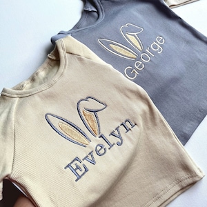 Easter Personalised Pjs Child Ribbed Sets | Embroidered Kids Sets |Personalised T-Shirt & Shorts Summer Outfit Name Initials UNISEX Clothing
