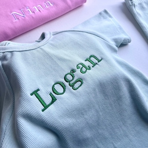 Summer Personalised Child Ribbed Sets | Embroidered Kids Sets |Personalised T-Shirt & Shorts Summer Outfit Name or Initials UNISEX Clothing