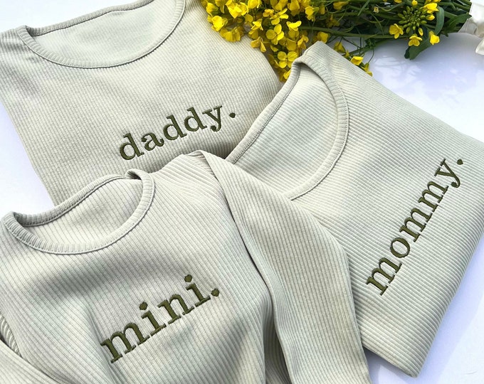 Family Matching Personalised or Plain Velvet Mocha Ribbed Cotton Sets| Childrens Outfit| Baby 2 Piece Set| Kids Clothing Matching Siblings