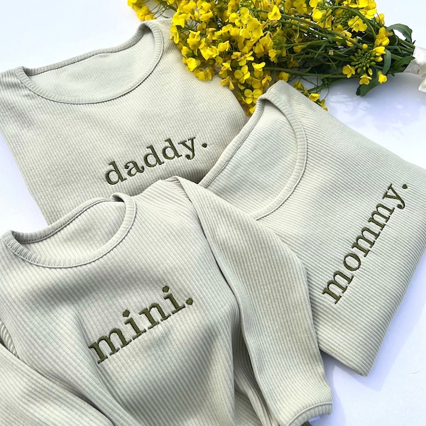 Familie Passende personalisierte oder schlichte Samt Mokka gerippte Baumwolle Sets | Kinder Outfit | Baby 2-teiliges Set | Kinder Kleidung Passende Geschwister