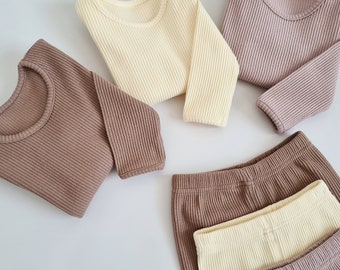 Family Matching Personalised or Plain Velvet Mocha Ribbed Cotton Sets| Childrens Outfit| Baby 2 Piece Set| Kids Clothing Matching Siblings