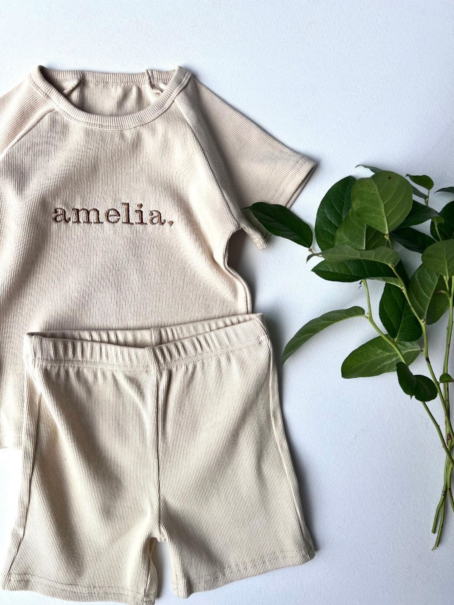Summer Personalised Child Ribbed Sets | Embroidered Kids Sets ...