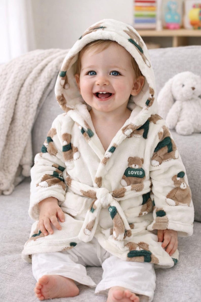 Personalised Baby 0 - 8 Year Old Kids Dressing Gown Embroidered Babies ...