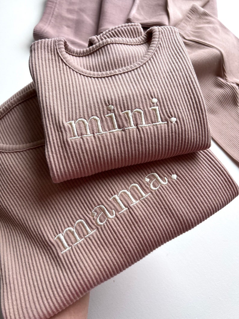Family Matching Personalised or Plain Velvet Mocha Ribbed Cotton Sets Childrens Outfit Baby 2 Piece Set Kids Clothing Matching Siblings image 3