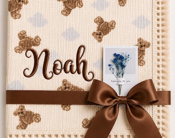 Personalized Baby Blanket Gift, Embroidered Keepsake Blanket for Newborn Baby. Perfect gift for Baby Shower or New Parents