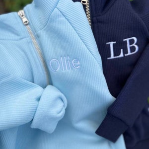 Personalised Ribbed Cotton Fleece Lined Luxury 1/2 Zip Lounge Set Tracksuit Unisex Kids Baby clothing Children’s outfit Nurserywear Playwear