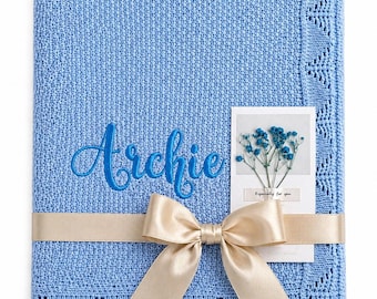 Personalized Embroidered Baby Blanket – Soft Acrylic Cot Pram Gift 100x80cm