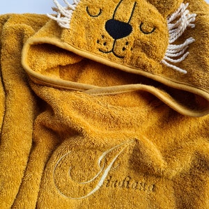 PONCHO TOWEL, HOODIE Poncho, Animals Lion Combed Cotton Changing Robe With Pockets Ultra Soft Swimming Towel For Kids, Swimming Gifts image 3