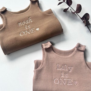 Personalised Baby Dungarees Romper Embroidered Baby Overalls . Summer Autumn Winter Outfit Name or Initials First Valentines Day image 4