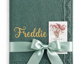 Personalized Embroidered Baby Blanket – Soft Acrylic Cot Pram Gift 100x80cm