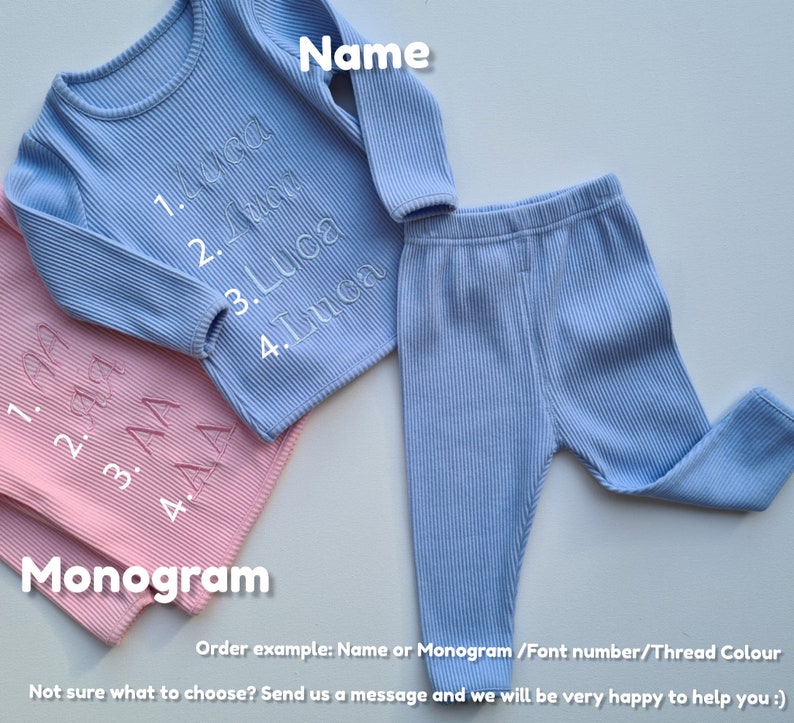 Summer Personalised Child Ribbed Sets Embroidered Kids Sets Personalised T-Shirt & Shorts Summer Outfit Name or Initials UNISEX Clothing image 8