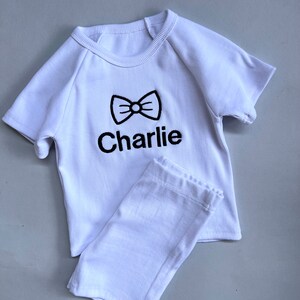 Summer Personalised Child Ribbed Sets Embroidered Kids Sets Personalised T-Shirt & Shorts Summer Outfit Name or Initials UNISEX Clothing image 5