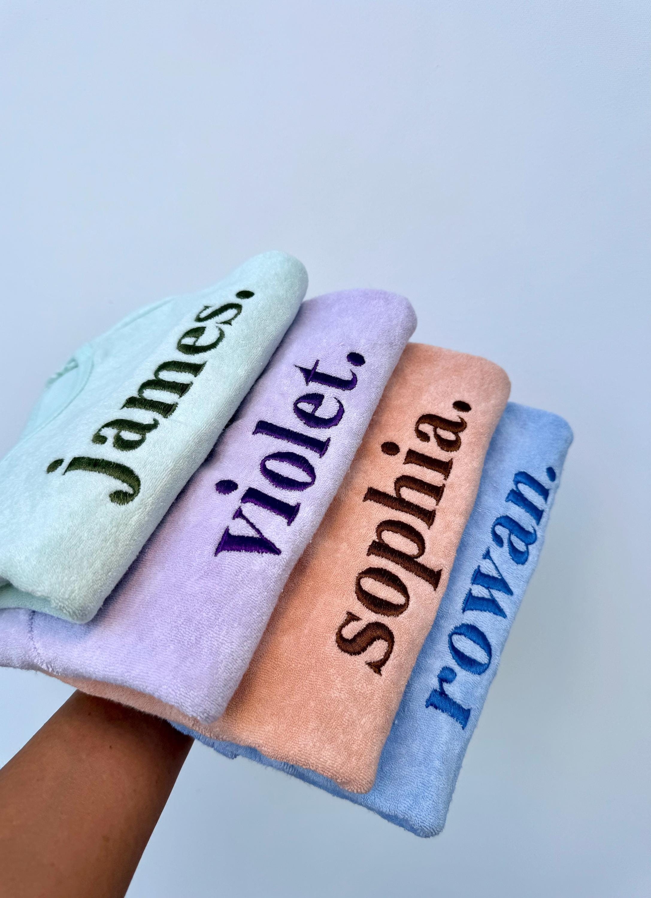 Summer Personalized 3pcs Towelling Sets Embroidered Kids Personalised T-shirt & Shorts Baby Toddler Outfit Matching Sibling Beach Outfit