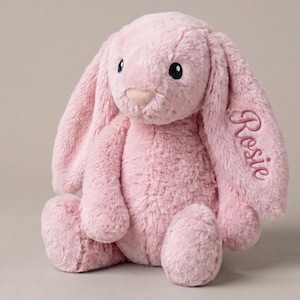 Personalised Bunny Rabbit, Custom Embroidered Plush Toy, Baby Shower Gift, CE Certified