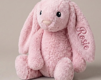 Personlig kanin, broderad plyschleksak, babyshowerpresent, CE-certifierad