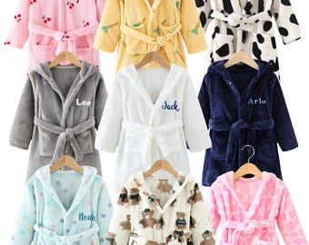 Bata de baño personalizada para bebés de 0 a 8 años, bordada, con capucha, ideal como regalo para baby shower de niños y niñas.