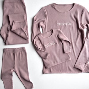 Family Matching Personalised or Plain Velvet Mocha Ribbed Cotton Sets Childrens Outfit Baby 2 Piece Set Kids Clothing Matching Siblings zdjęcie 2