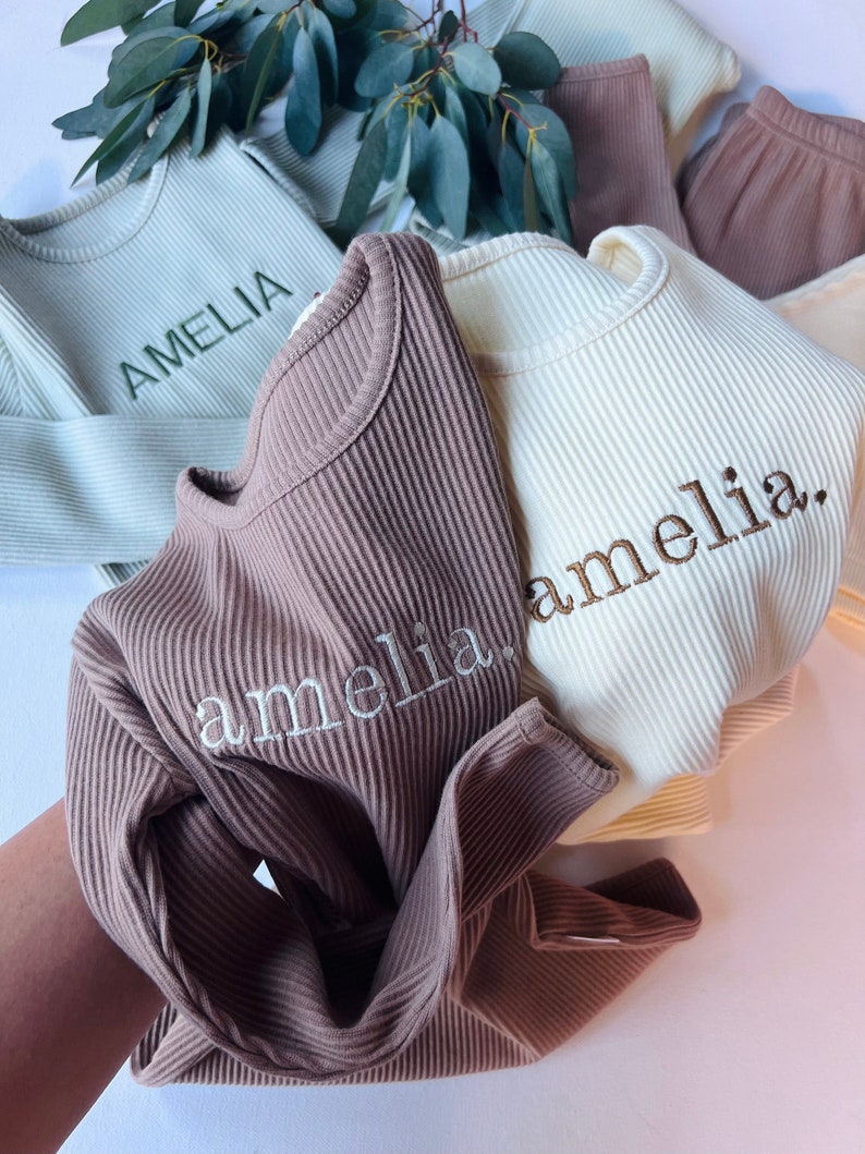 PERSONALISED Lounge Set Matching Baby Toddler Loungewear Initials or Name Long Sleeve Top Trousers Clothes Boy Girl Kids Christmas Tracksuit image 4