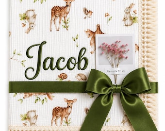 Personalized Baby Blanket Gift, Embroidered Keepsake Blanket for Newborn Baby. Perfect gift for Baby Shower or New Parents